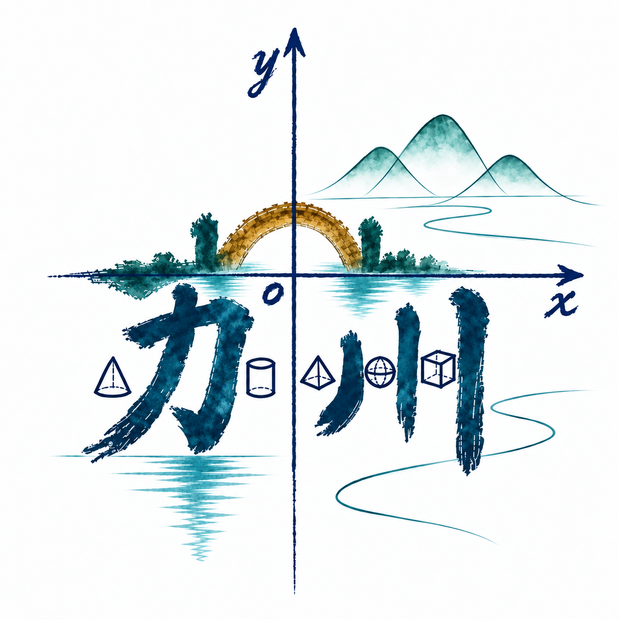 公众号标志：水墨桥与数学坐标